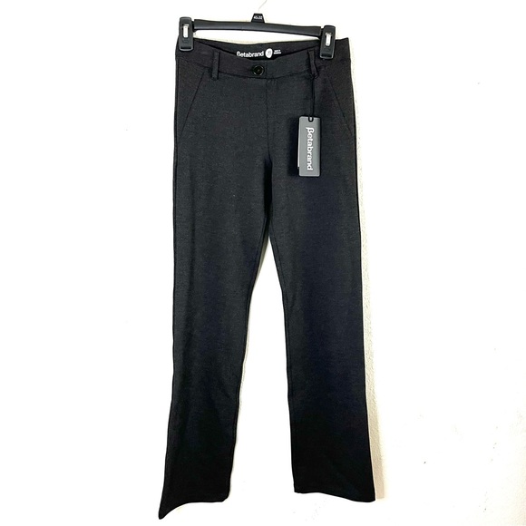 Betabrand Straight-Leg | Classic Dress Pant Yoga Pants (Charcoal) XS PETITE NWT - Picture 4 of 8
